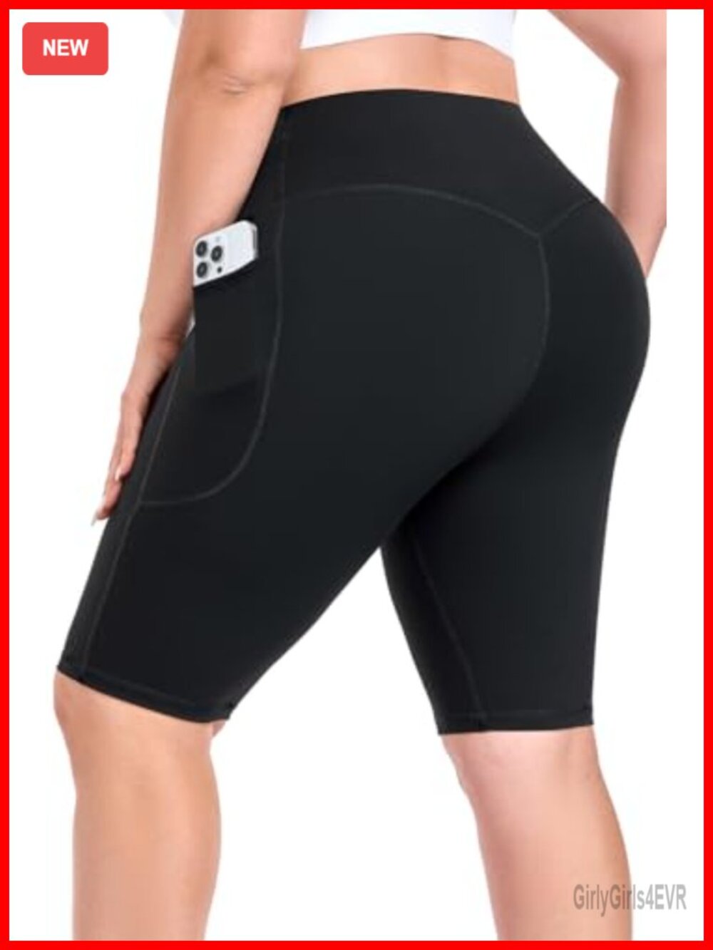 Plus Size 10" Biker Shorts with Pockets High Waist Knee Length